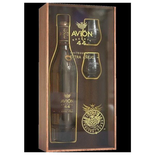 AVION 44 TEQUILA EXTRA ANEJO RESERVE GIFT SET W/ 2 GLASSES 750ML