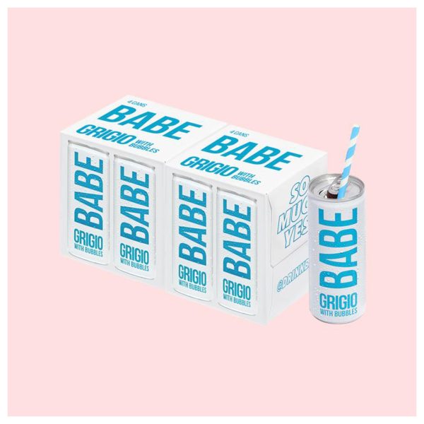 BABE GRIGIO WITH BUBBLES WINE 4X250ML CAN